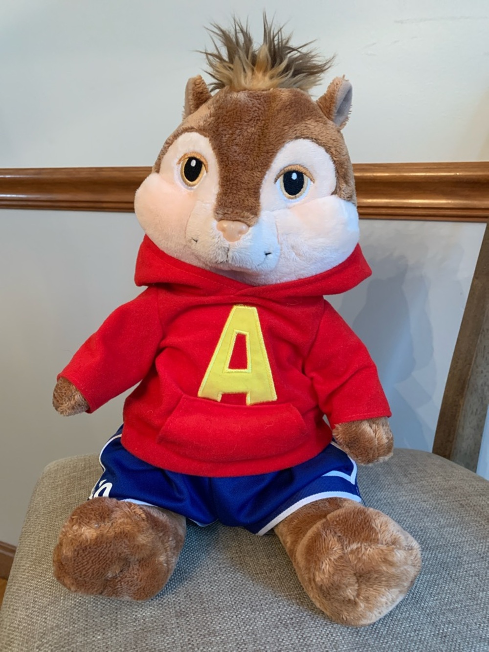Build-A-Bear Brown Chipmunk Plush in Red Hoodie with Yellow 'A'